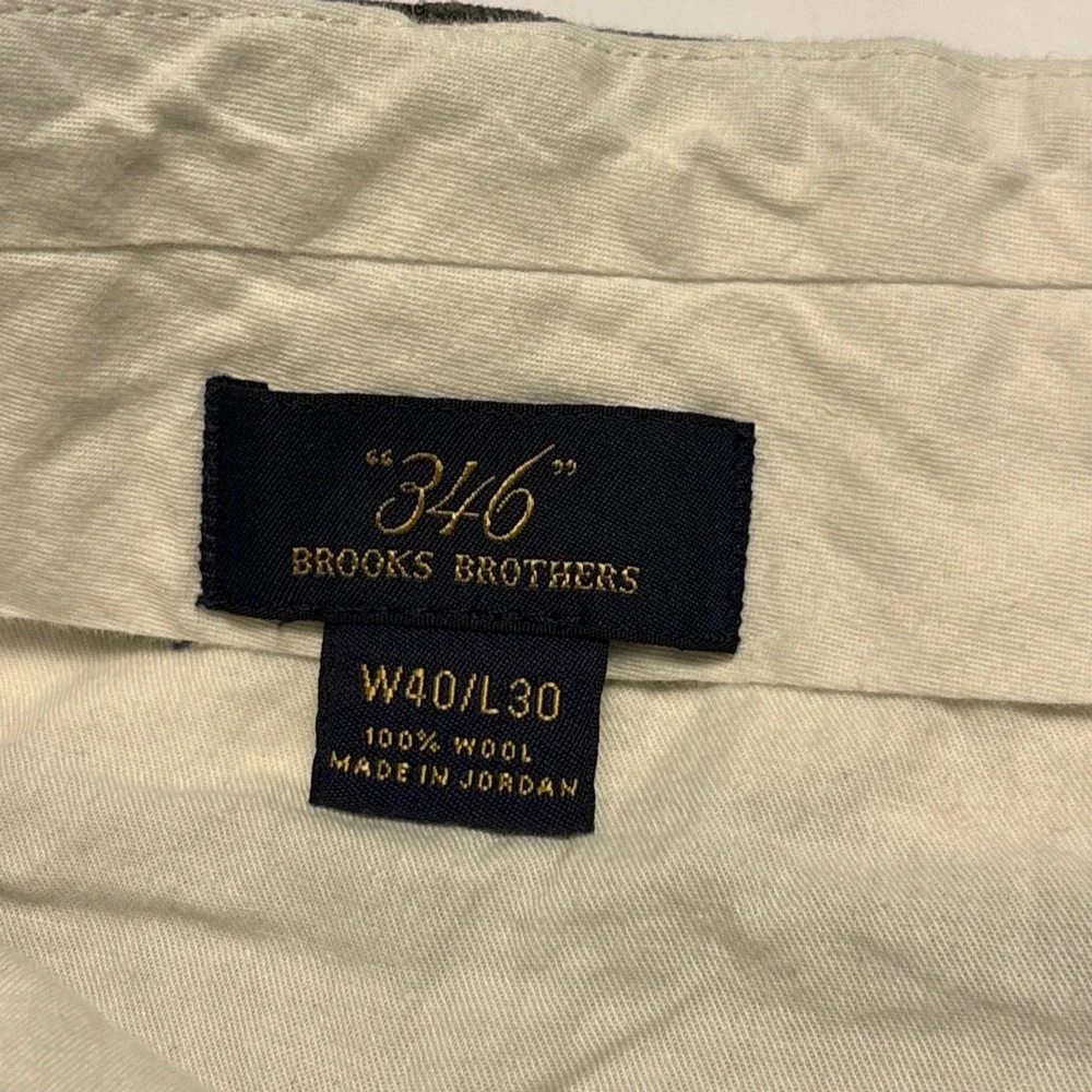 Brooks Brothers 346 Dress Pants Mens 40x30 Grey Wool Cuffed Flat Front Trousers
